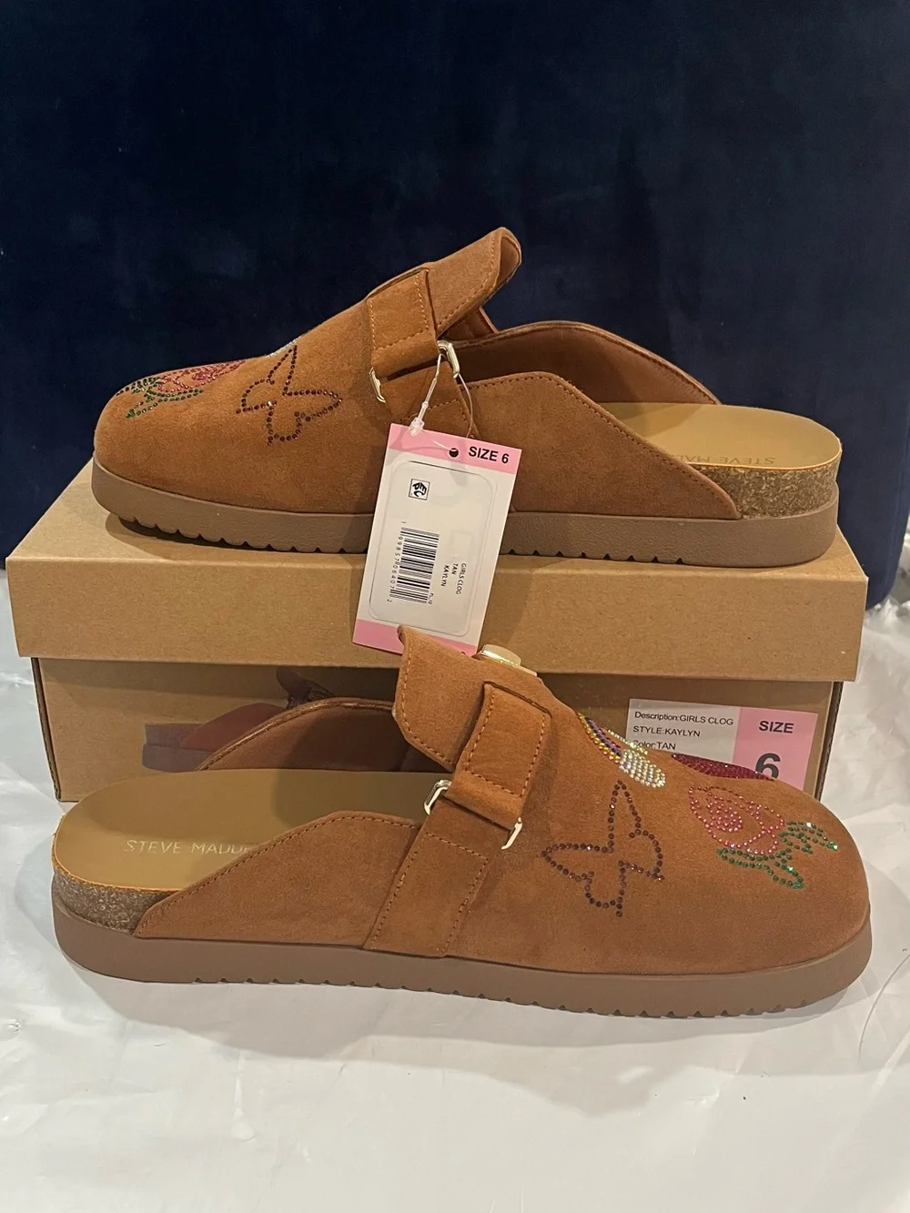 Steve Madden Girls Kaylyn Rhinestone Clogs Tan Size 6 New in Box